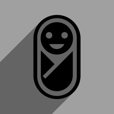 Uzun gölge ile yeni doğan düz kare simgesi