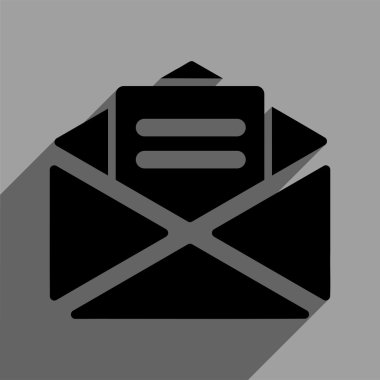 Uzun gölge ile açık posta düz kare simgesi