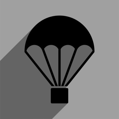 Uzun gölge ile paraşüt düz kare simgesi