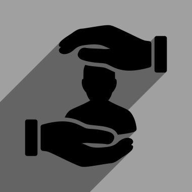 Uzun gölge ile hasta sigorta düz kare simgesi