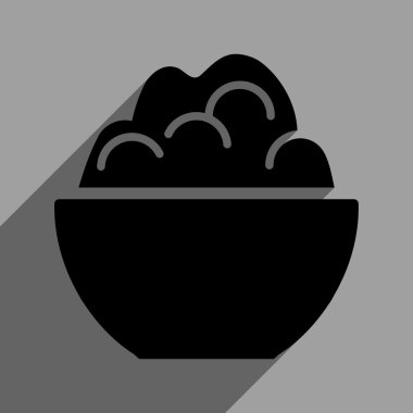 Uzun gölge ile yulaf lapası kase düz kare simgesi