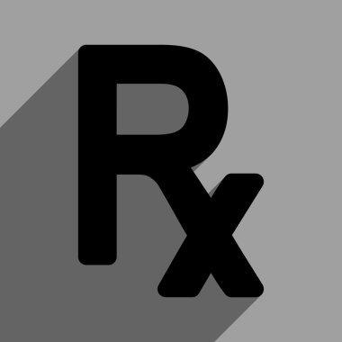 Prescription Symbol Flat Square Icon With Long Shadow