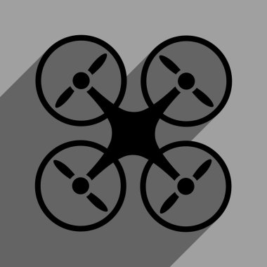 Uzun gölge ile quadcopter düz kare simgesi