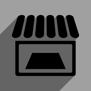 Uzun gölge ile Dükkanı cephe düz kare simgesi