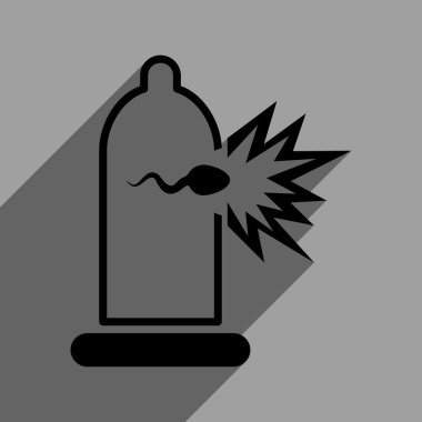 Prezervatif düz kare simgesini uzun gölge ile sperm kaçmak