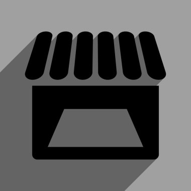 Uzun gölge ile mağaza cephe düz kare simgesi