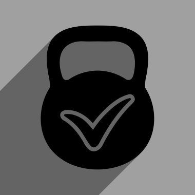 Uzun gölge ile geçerli kitle düz kare simgesi