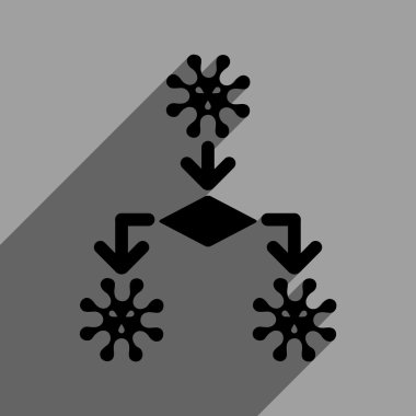 Uzun gölge ile virüs üreme düz kare simgesi