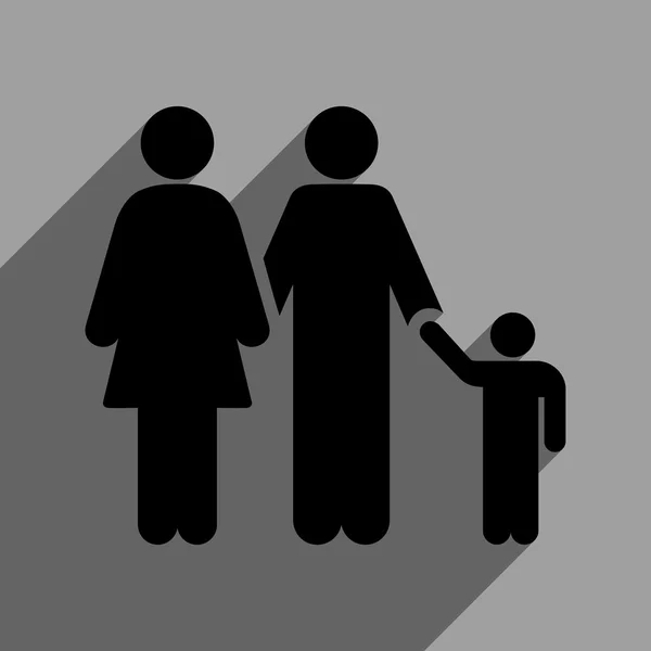 Familie Flat Square pictogram met lange schaduw — Stockvector