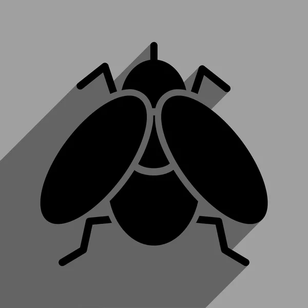 Icono cuadrado plano de la mosca con sombra larga — Vector de stock