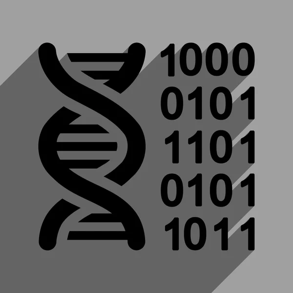 Icona quadrata piatta di codice genetico con ombra lunga — Vettoriale Stock