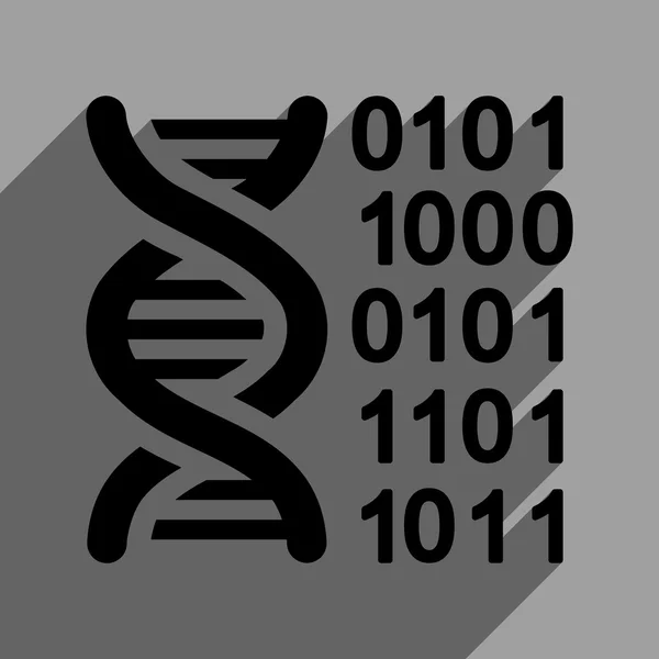 Código genoma Ícone quadrado plano com sombra longa — Vetor de Stock