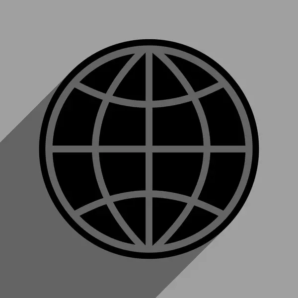 Globe Flat Square Icon cu umbra lunga — Vector de stoc