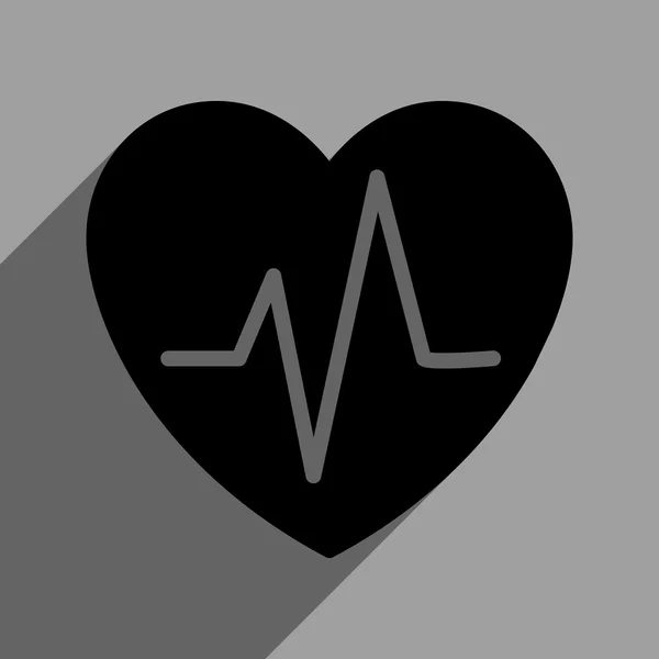 Icône carrée plate Heart Ekg avec ombre longue — Image vectorielle