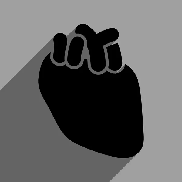 Ícone quadrado liso do órgão do coração com sombra longa —  Vetores de Stock