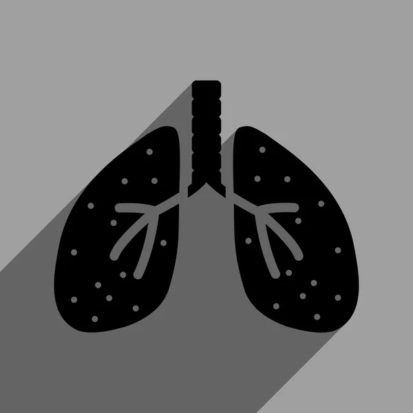 Uzun gölge ile akciğerler düz kare simgesi — Stok Vektör