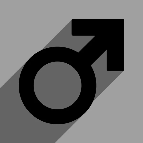 Símbolo masculino Icono cuadrado plano con sombra larga — Vector de stock