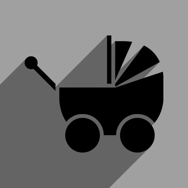 Icono cuadrado plano de Pram con sombra larga — Vector de stock