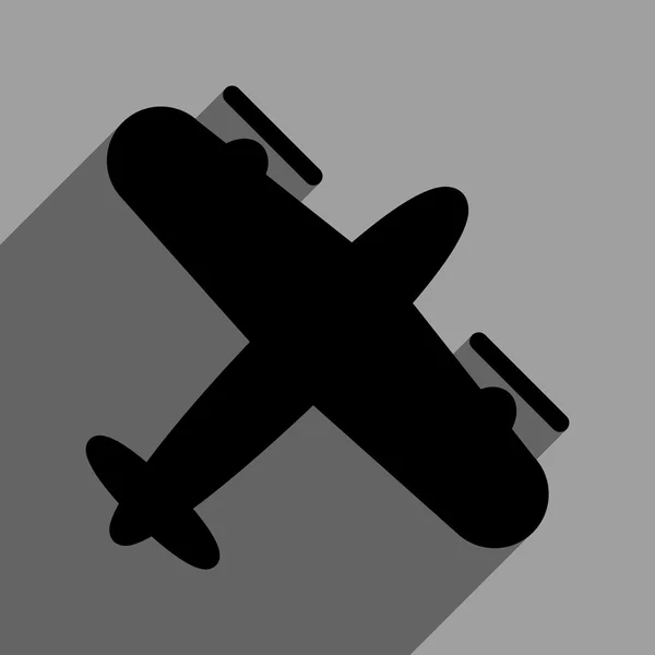 Icona quadrata piatta del velivolo a vite con ombra lunga — Vettoriale Stock