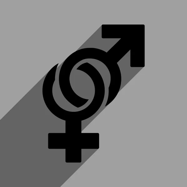 Symboles sexuels Icône carrée plate avec ombre longue — Image vectorielle