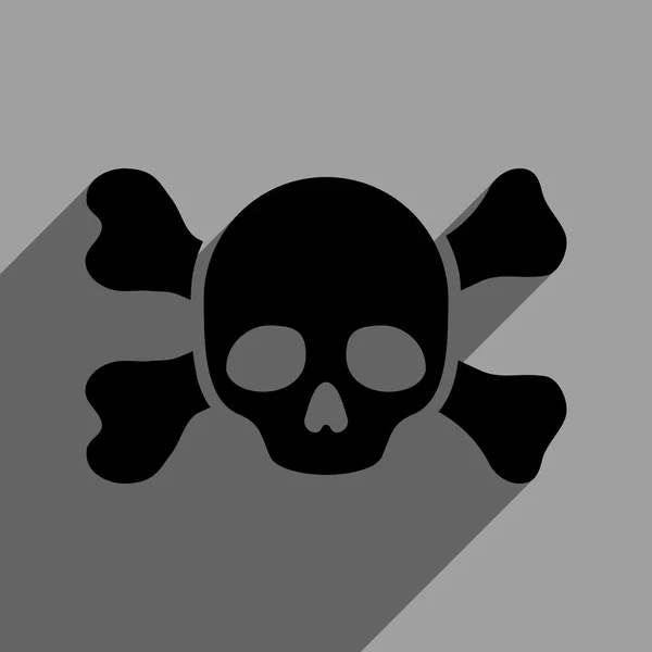 Skull And Bones Flat Square Icon With Long Shadow — Stock Vector