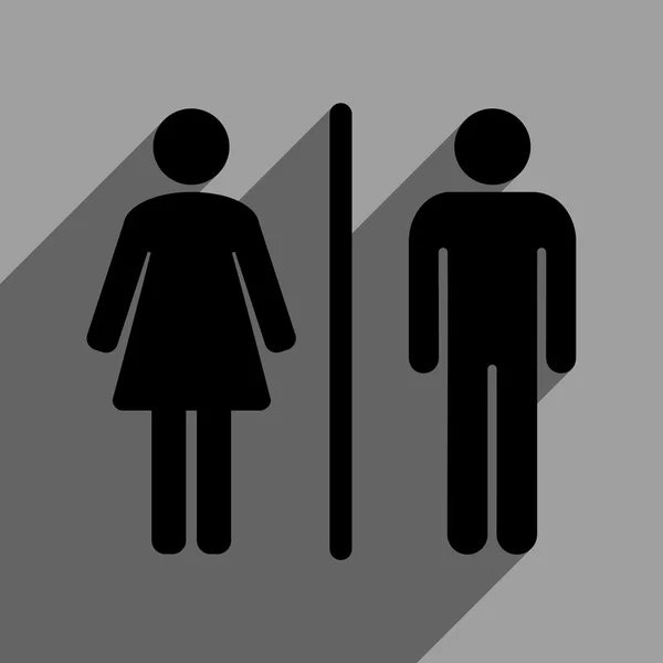 Toilet People Flat Square Icon With Long Shadow - Stok Vektor