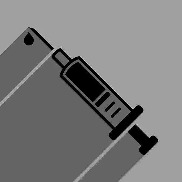 Icono cuadrado plano de la vacunación con la sombra larga — Vector de stock