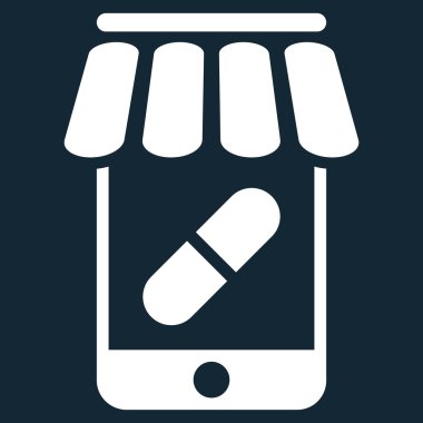 Online eczane düz vektör simgesi