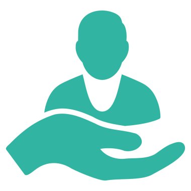 İstemci bakım el düz vektör simgesi