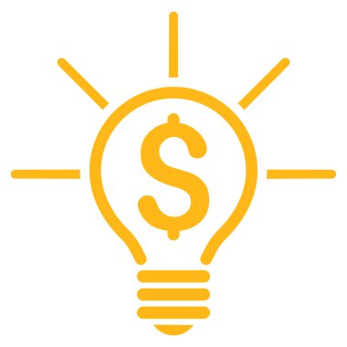 Mali fikir ampul düz vektör simgesi