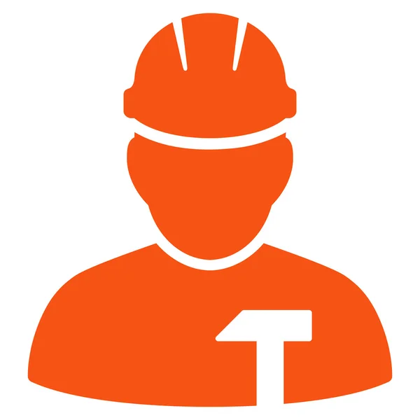 Builder Person Flat Vector Icon — Stock Vector