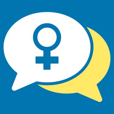 Kadın sohbet düz simgesi