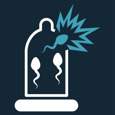 Sperm düz simgesi ile hasarlı prezervatif