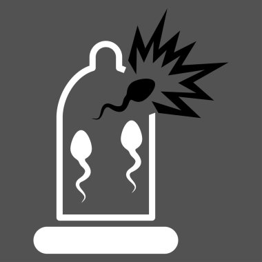 Sperm düz simgesi ile hasarlı prezervatif