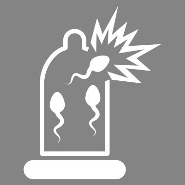 Sperm düz simgesi ile hasarlı prezervatif