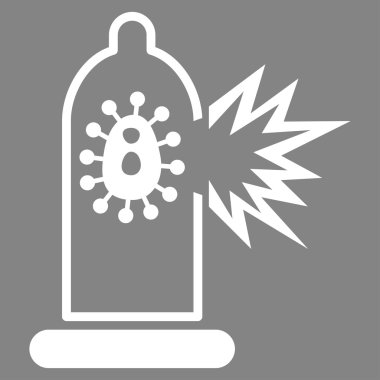 Virüs düz simgesi ile hasarlı prezervatif