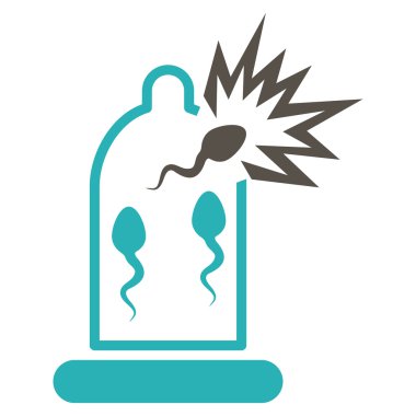 Sperm düz simgesi ile hasarlı prezervatif