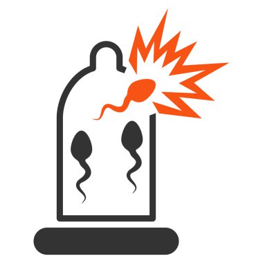 Sperm düz simgesi ile hasarlı prezervatif