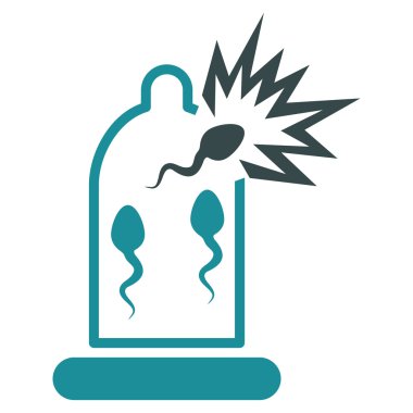 Sperm düz simgesi ile hasarlı prezervatif