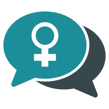 Kadın sohbet düz simgesi