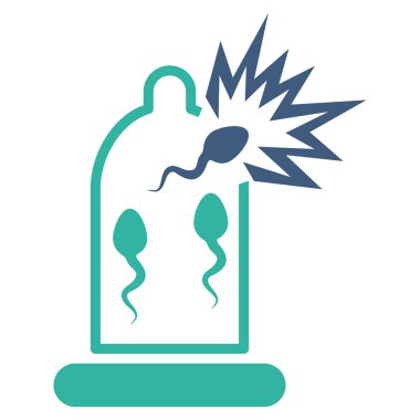 Sperm düz simgesi ile hasarlı prezervatif