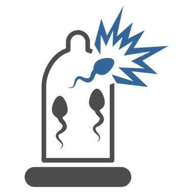 Sperm düz simgesi ile hasarlı prezervatif