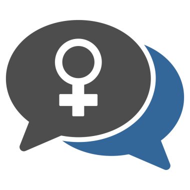 Kadın sohbet düz simgesi