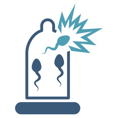 Sperm düz simgesi ile hasarlı prezervatif