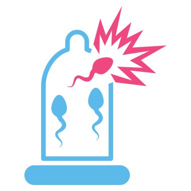 Sperm düz simgesi ile hasarlı prezervatif