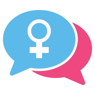 Kadın sohbet düz simgesi