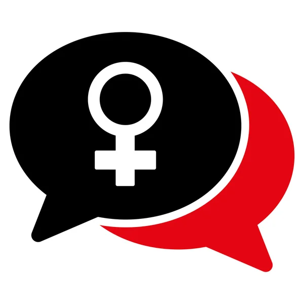 Kvinnliga chatt Flat ikonen — Stock vektor