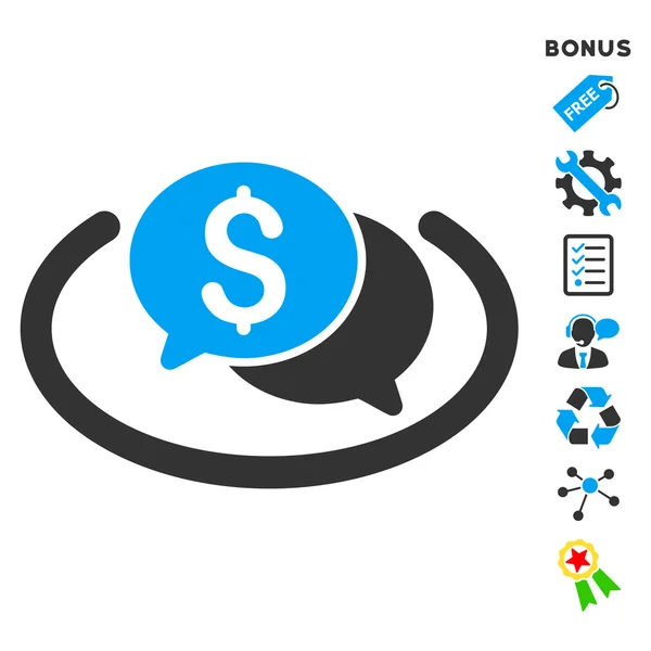 Finanz-Chat-Bereich flache Vektor-Symbol mit Bonus — Stockvektor