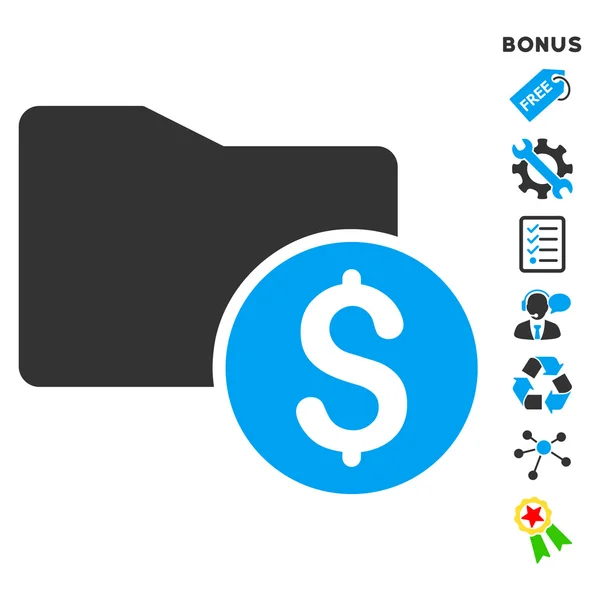 Icône vectorielle plate de dossier d'argent avec le boni — Image vectorielle