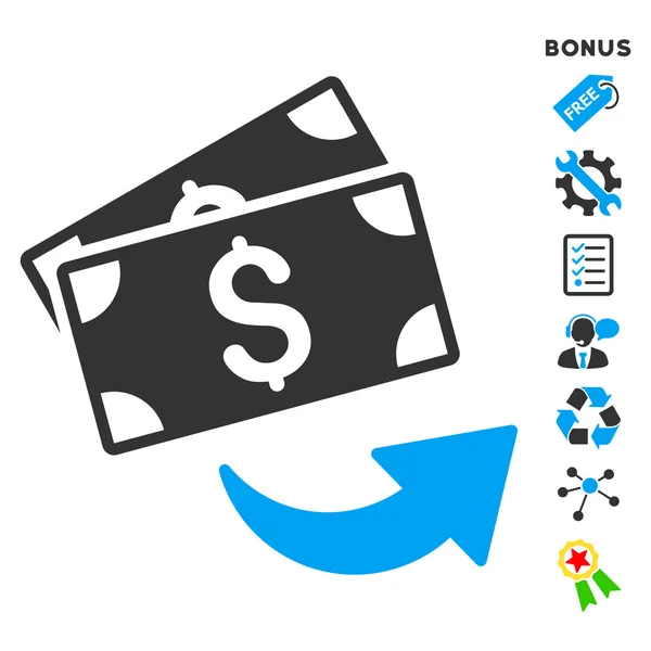 Poslat peníze plochý vektorové ikony s bonusem — Stockový vektor